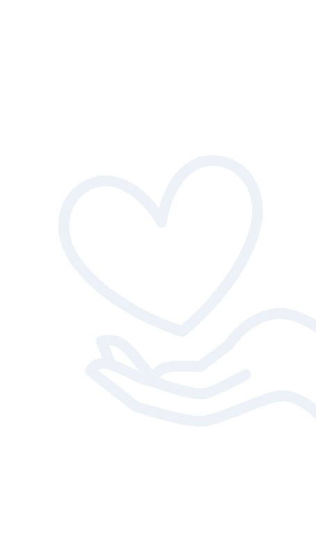 Coração acima de mão estendida pela direita